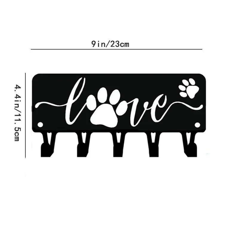 KeyLuma Schlüsselbrett Wand | 5 Haken Schlüsselhalter Metall | Schwarzer Wandhaken mit Dekor-Motiv | Robustes Design & Hochwertige Oberfläche