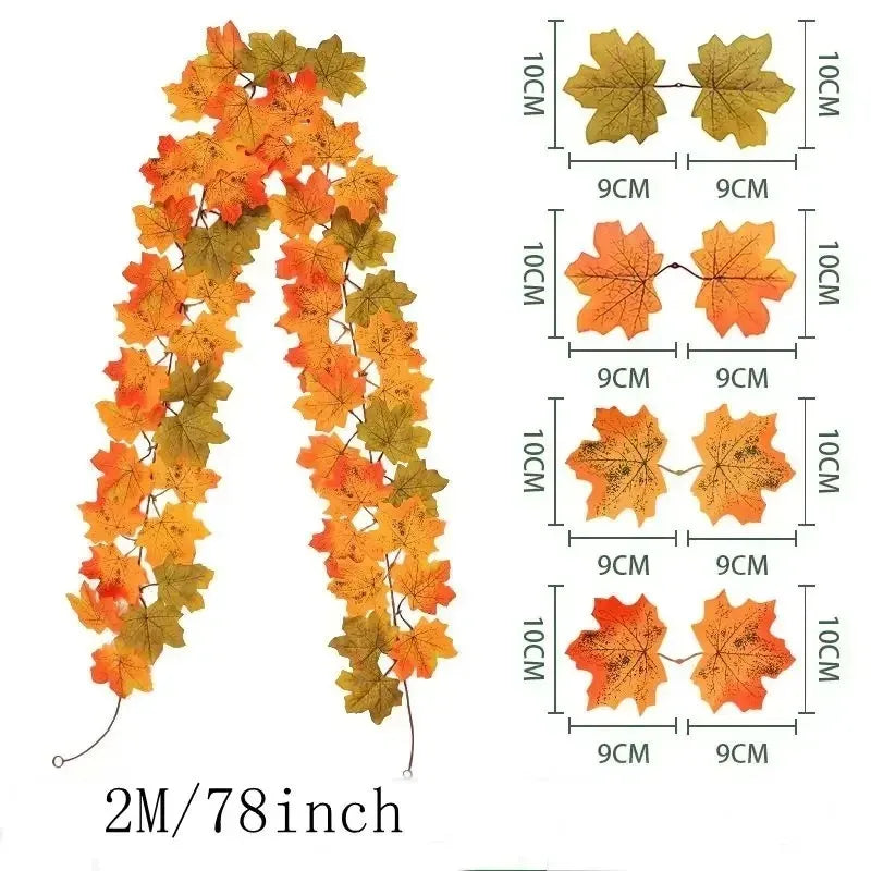 Aurelia Herbstgirlande | Künstlicher Ahornlaub-Kranz | 200 cm | Deko für Haus & Garten