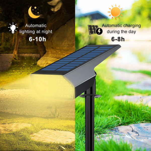 Solar-Spotlight LumiYard 92LED | 2-farbige Gartenbeleuchtung (Warm-/Kaltweiß) | IP65 Wasserdicht & Automatischer Dämmerungssensor