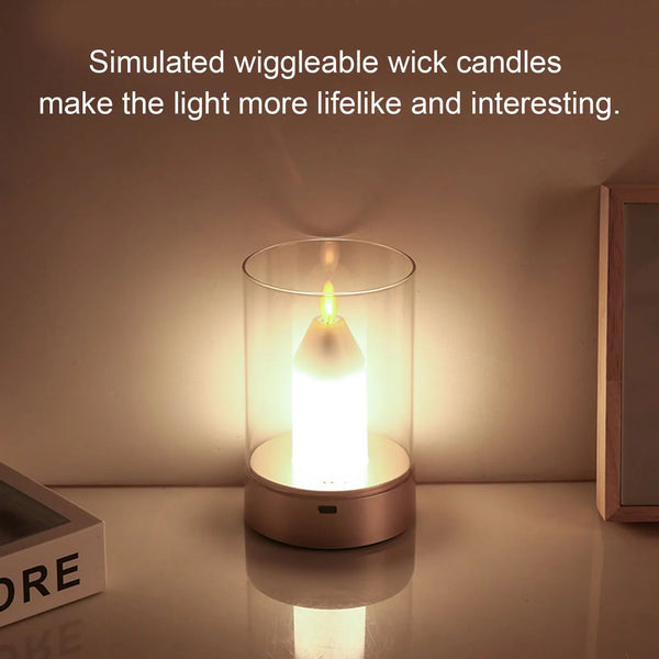 AuraFlame LED Kerze | Gestensteuerung & Stufenlos dimmbar | USB wiederaufladbar | Warmlicht 2400K | 8,5 × 8,5 × 13 cm