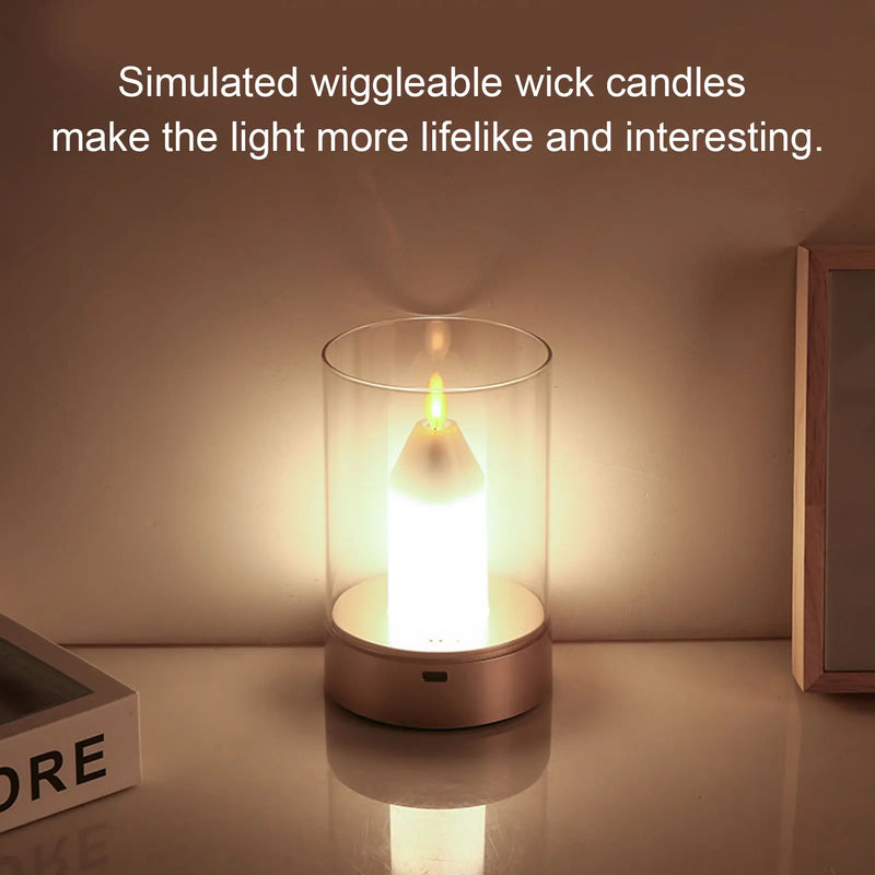 AuraFlame LED Kerze | Gestensteuerung & Stufenlos dimmbar | USB wiederaufladbar | Warmlicht 2400K | 8,5 × 8,5 × 13 cm