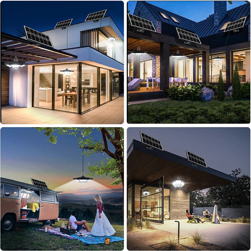Solaris LuminoDrop Solar-Pendelleuchte mit 180 LED & Fernbedienung | Bewegungsmelder & 5 Modi | Für Terrasse, Garage & Scheune