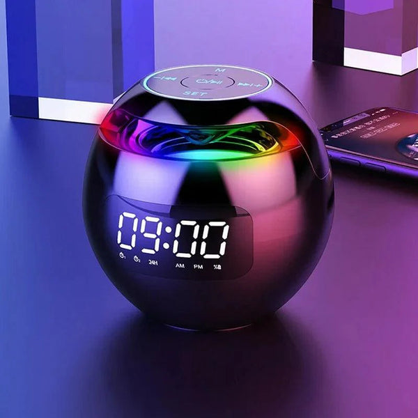 Kugel Lautsprecher Wecker | Bluetooth 5.0 | LED Nachtlicht | 2200 mAh Akku
