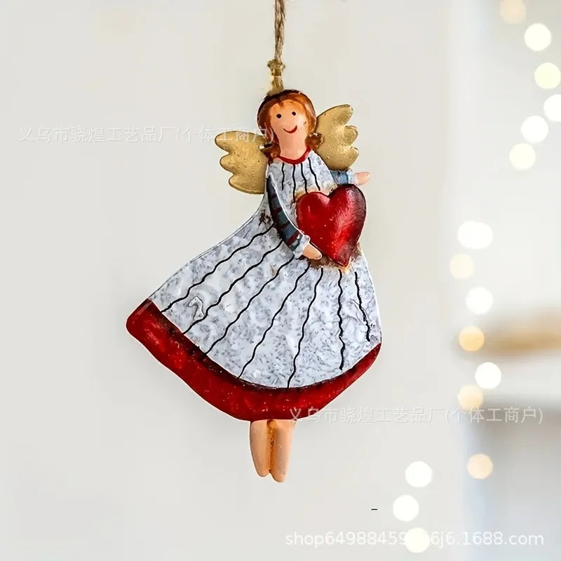 AngelWood Classics | 4er-Set Vintage Weihnachtsengel | Flache Holzanhänger | Deko für Christbaum & Zuhause | Festlicher Baumschmuck 2025/2026