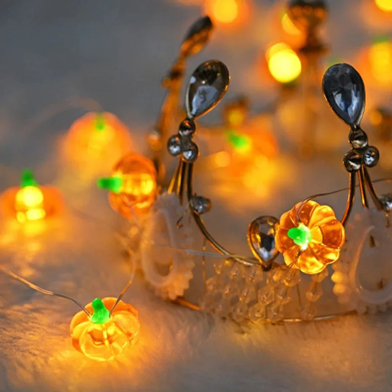 PumpkiLights LED Lichterkette | Halloween Kürbisdeko | 10/20/30 LEDs | 1–3 m | Batteriebetrieben