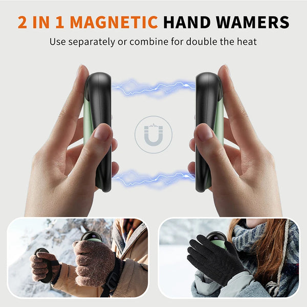 coldSky 2-in-1 Hand Warmers Rechargeable 2 Pack Magnetic Electric Hand Warmer with Digital Display, Portable Pocket Hand Warmer