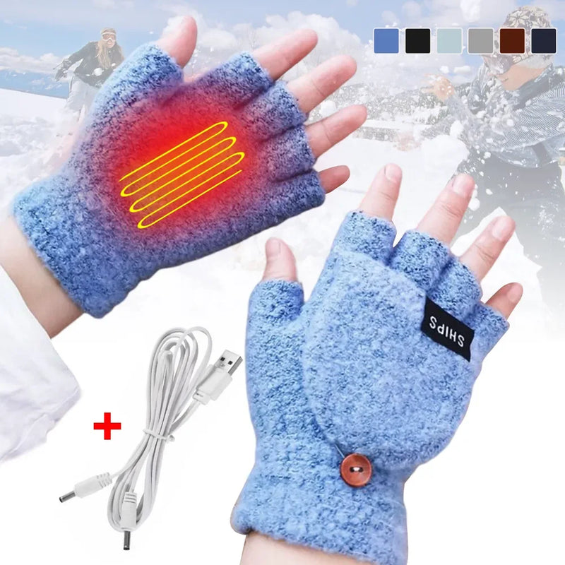 ThermoLoom USB Heizhandschuhe | 3 Wärmestufen | Weiches Strickmaterial | Unisex Einheitsgröße