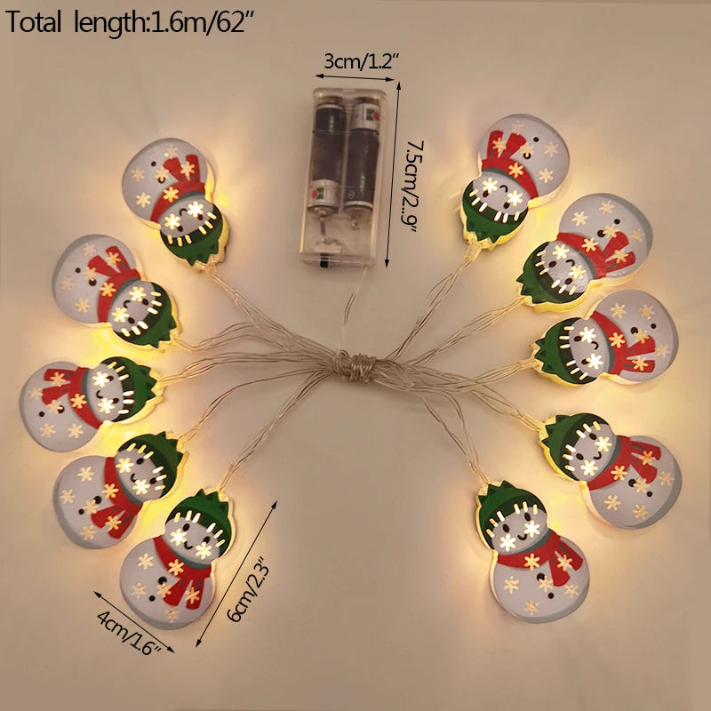 LED Weihnachtslichter FrostGlow | Acryl Schneemann & Tannenbaum | 10er Lichterkette | Festliche Deko für Weihnachten & Neujahr 2025