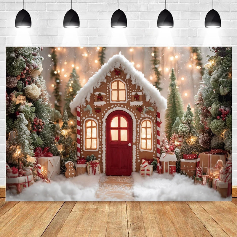 Festivella | Weihnachts-Fotohintergrund | Lebkuchenhaus & Schneelandschaft | Kinder & Familien Shooting Deko | Polyester/Vinyl | 300×200 cm