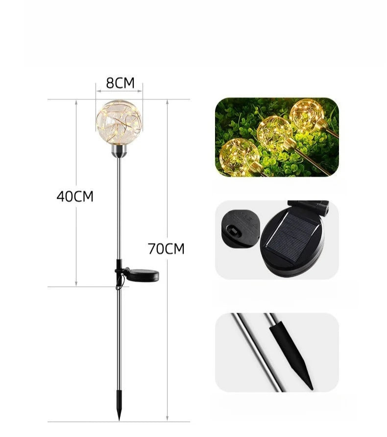 Lunova GlowSphere Solar-Kugel-Gartenleuchte 70 cm | LED-Landschaftslicht | Erdspieß | Wetterfest