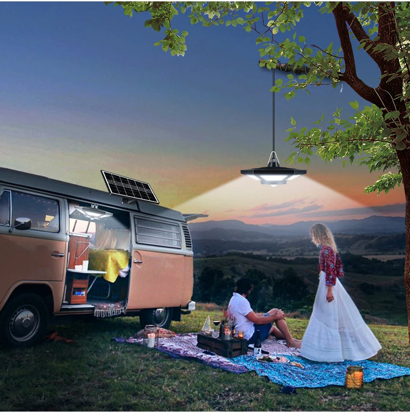 Solaris LuminoDrop Solar-Pendelleuchte mit 180 LED & Fernbedienung | Bewegungsmelder & 5 Modi | Für Terrasse, Garage & Scheune