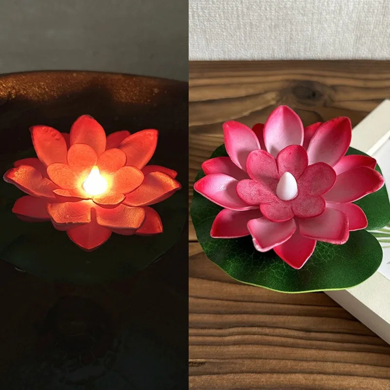 Schwimmende Lotuslampe LUMILYA | LED Wassersensor | Warmweißes Licht | Für Teich, Garten & Feste