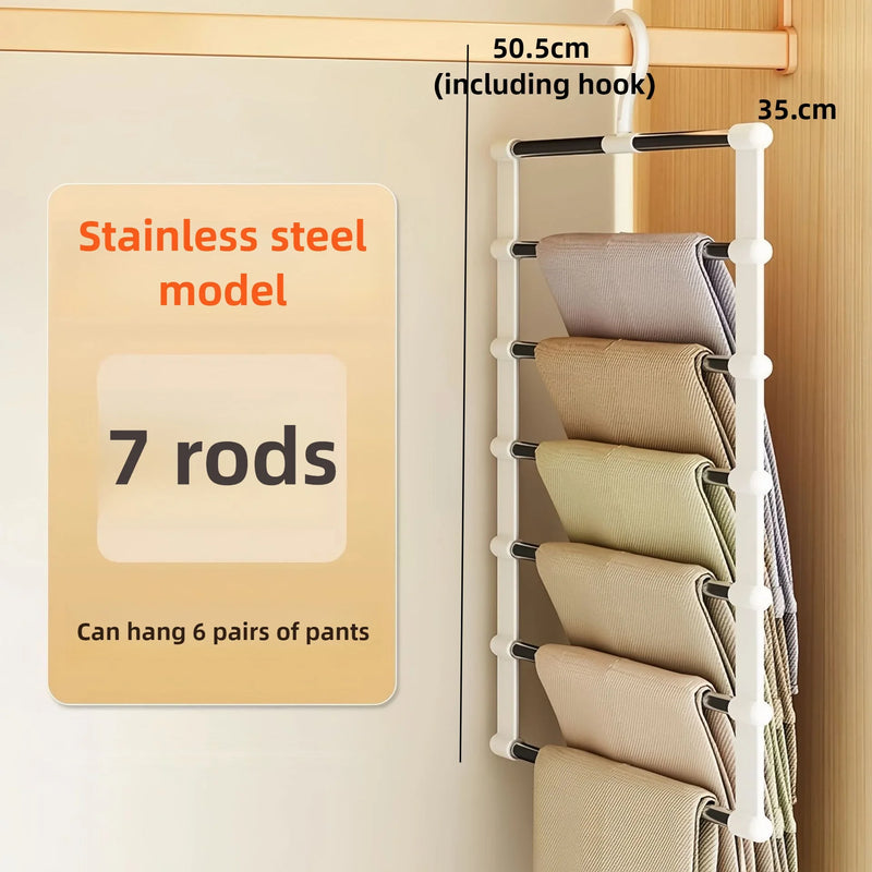 SteelSpace Hosenbügel Edelstahl | 5/7 Ebenen | Faltbar & Platzsparend | Kleiderschrank-Organizer
