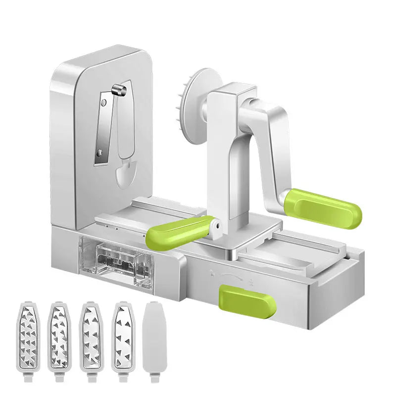 SpiraChef Gemüsespiralschneider | 5-in-1 Spiralschneider & Hobel | Mit Saugfuß & Klappdesign | Für Zoodles, Gemüse & Obst