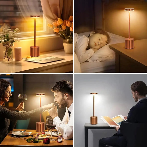 LUMORA LED-Tischlampe | Dimmbar & Kabellos | Wiederaufladbar | Aluminium