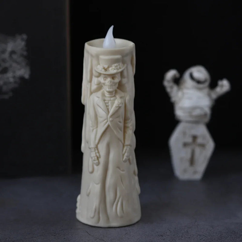 Halloween-Kerze CreepyFlame | Flackernde LED-Kerze | Schaurige Deko für Party, Fenster & Tisch