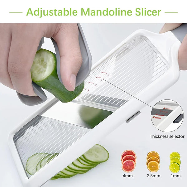 SliceFlexx Multifunktionaler Mandoline-Hobel mit Edelstahlklinge | Verstellbar & Handgeführt | Für Gemüse, Obst & Käse | Kompakt & Scharf