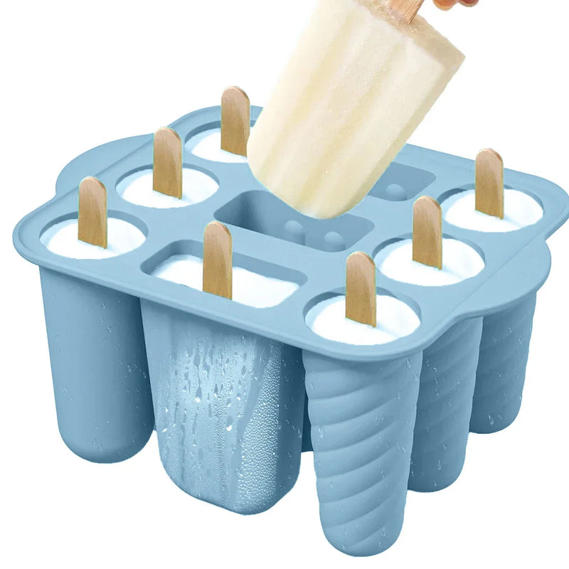 Frozzio DIYPop Eisformen-Set Silikon mit Holzstielen | BPA-frei & Wiederverwendbar | Für selbstgemachtes Eis im Sommer