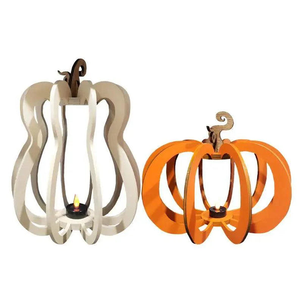 Kürbis Teelichthalter | Schmiedeeisen | Halloween Deko | Weiß & Gelb