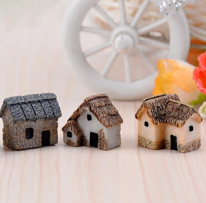 Minovia FairyHome Set Miniatur-Häuschen 4er-Set | Feengarten & Deko-Figuren | Resin | 2x2x1,5 cm | Für DIY & Märchengärten