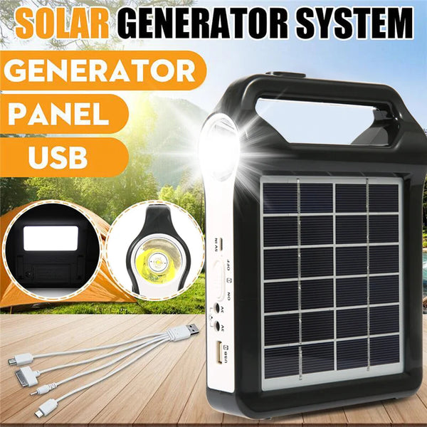 SunergyKit Tragbares Solar-Generator-Set | 15 W mit Akku & LED-Lampe | USB-Ladefunktion | Für Camping, Notbeleuchtung & Outdoor | 20,5 × 15 × 5 cm