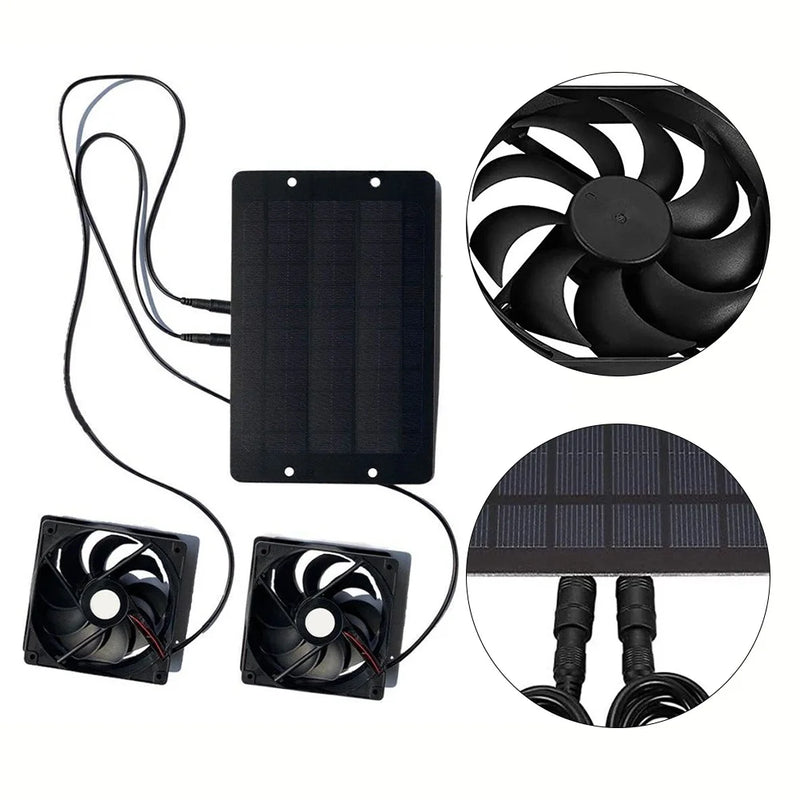 AirSol Duo Lüftungssystem | Solarbetriebene Doppel-Abluftventilatoren | 10W | Für Gewächshaus, Tierstall & Outdoor-Anwendungen