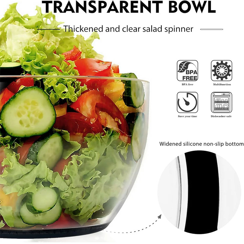 SpinVita Salatschleuder 6 Liter | Einhandbedienung & Rutschfester Stand | Trockner & Mixer für Salat, Kräuter & Beeren | BPA-frei & Großvolumig