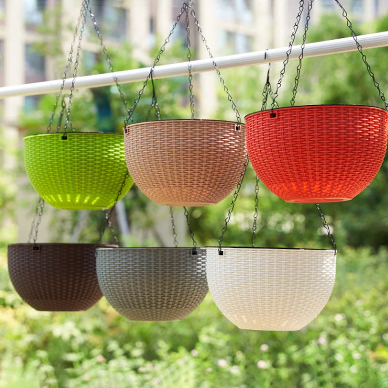 Rattania Bloom Hängetopf | Europäischer Stil | Wabenmuster & Rattan-Optik | Für Garten, Balkon & Innenräume
