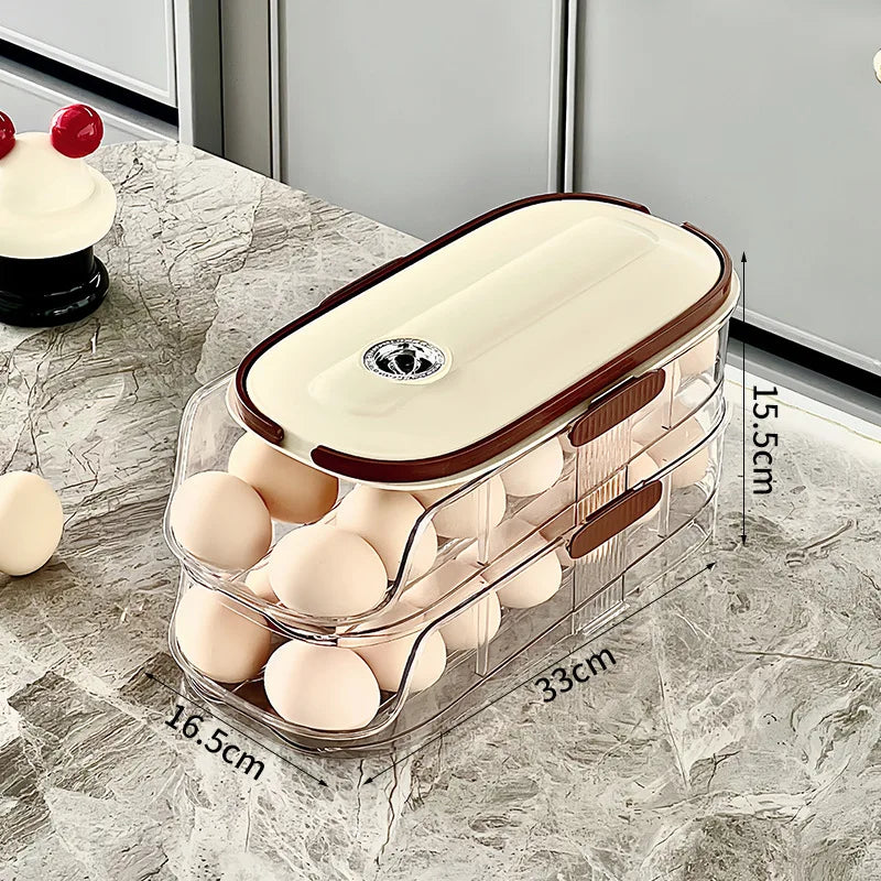 RollEgg Max | Automatischer Eierhalter für den Kühlschrank | Stapelbarer Eier-Organizer aus Klarsicht-Kunststoff