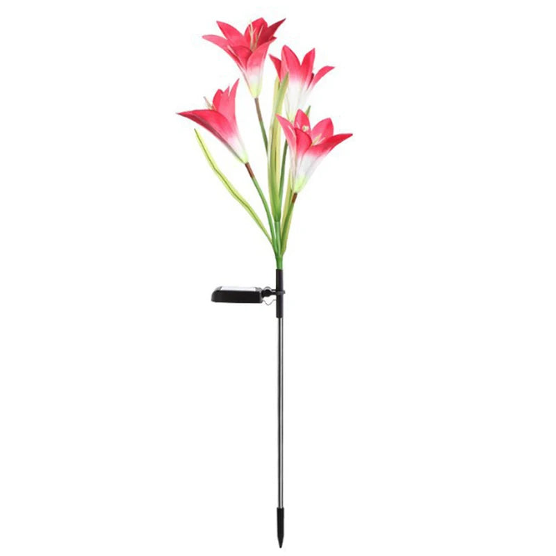 Floravera SolarBloom Solar Gartenlichter LED Lilien | Dekoleuchte mit Lichtsensor | Für Hof, Rasen & Feste | Rot & Lila