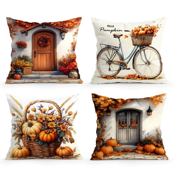 LaubTraum | Zierkissenbezug Retro-Herbst | Dekorativer Akzent fürs Sofa | Polyester 45×45 cm