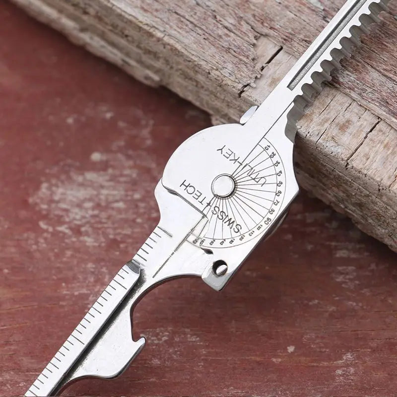 SurvivoX 8-in-1 Multitool-Schlüsselanhänger | Kompakt & Klappbar | Edelstahl-Werkzeug für Outdoor & Camping