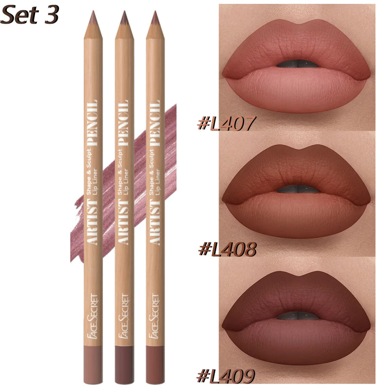 3er-Set Lippenkonturenstift & Lippenstift Velvéra Kiss | Matt & Wasserfest | Langanhaltend | Samt-Finish | Perfekt als Geschenk