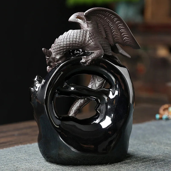 Dracarys Keramik Räucherhalter | Rückfluss-Design mit Drache | Vintage Deko | Für Meditation & Aromatherapie