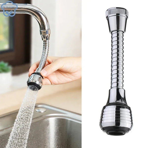 Wasserhahnverlängerung Aquavero FlexFlow | 360° drehbarer Aufsatz mit 2 Strahlarten | Wassersparender Perlator für Küche & Bad | Aus ABS-Kunststoff