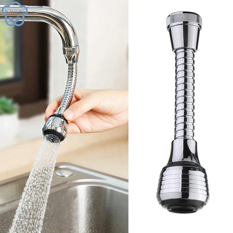 Wasserhahnverlängerung Aquavero FlexFlow | 360° drehbarer Aufsatz mit 2 Strahlarten | Wassersparender Perlator für Küche & Bad | Aus ABS-Kunststoff