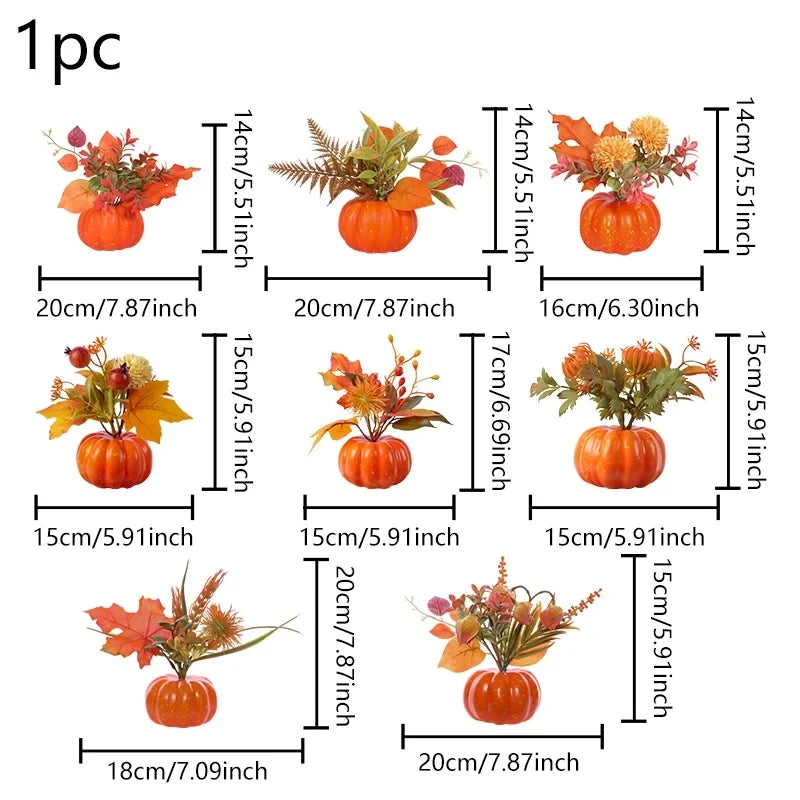 Deko-Kürbis AutumnCharm | Künstlicher Kürbis mit Ahornblättern | Herbst-, Halloween- & Thanksgiving-Dekoration