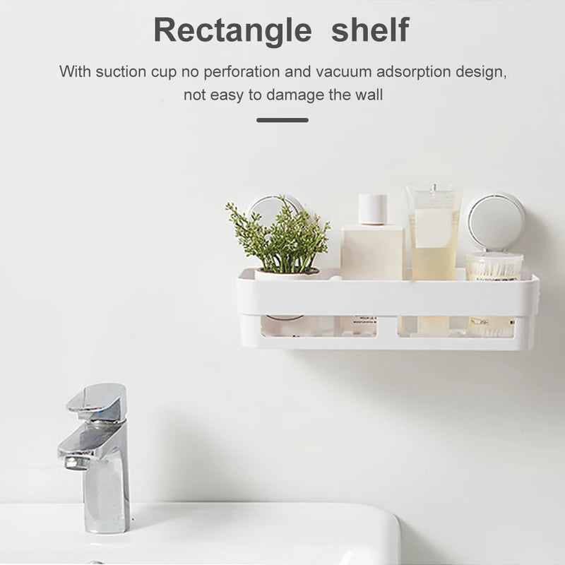 HydraFix DrainRack Wandregal Bad & Küche | Ohne Bohren | Starker Saugnapf & Ablauflöcher | 2 kg Tragkraft