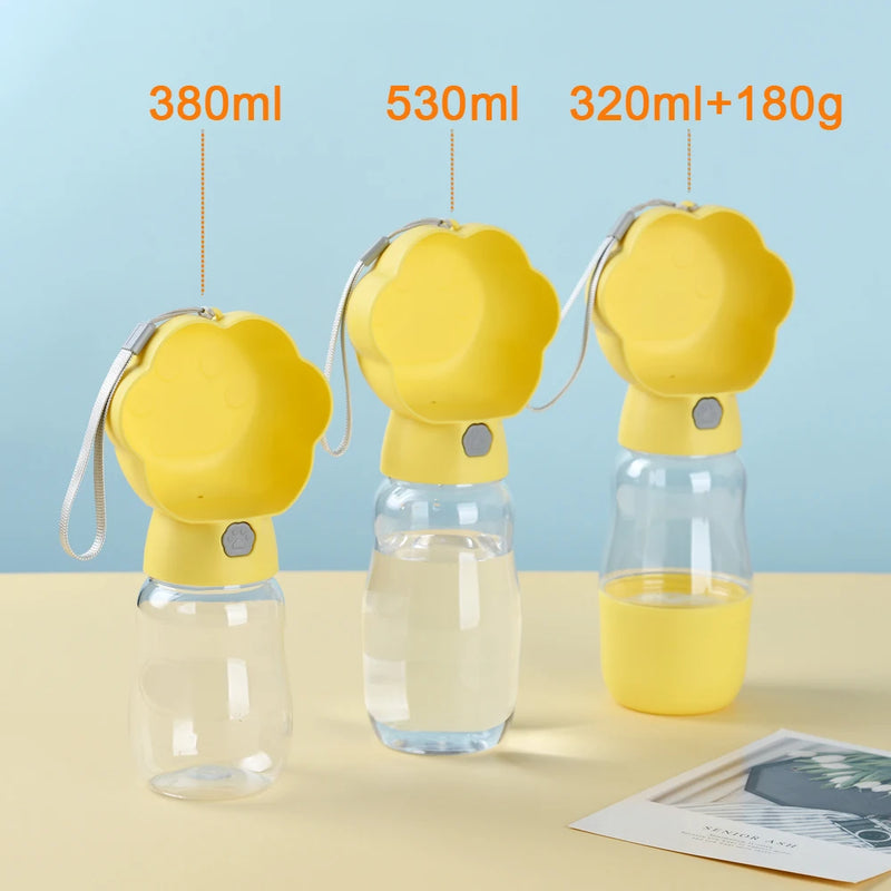 PetGo DuoBottle | 2-in-1 Hundetrinkflasche & Futterspeicher | Auslaufsicher & Tragbar | Für Unterwegs, Spaziergang & Reisen