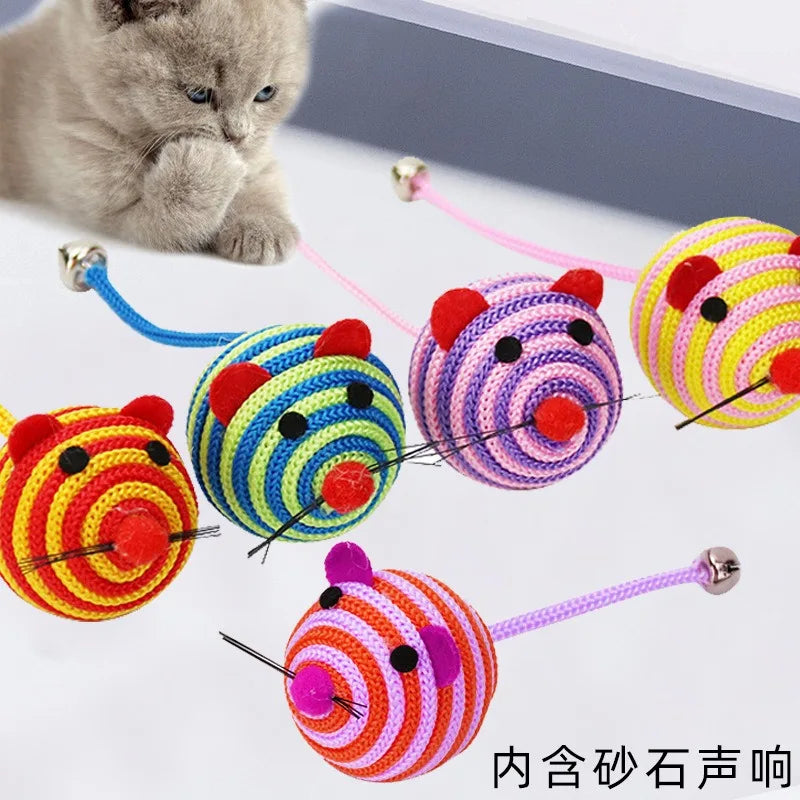 Katzen Spielball | Beißfest & Interaktiv | Mit Glöckchen & Schwanz | Nylon Robust