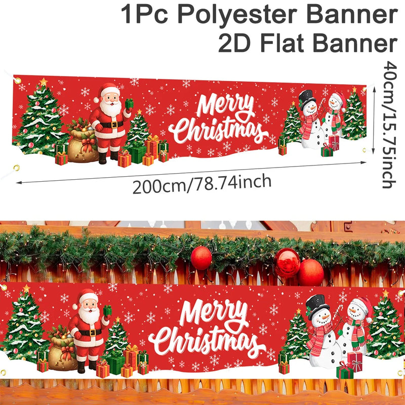 FestiJoy Weihnachts-Banner | Merry Christmas & Happy New Year 2025/2026 | Outdoor & Indoor Deko | Wetterfest & Wiederverwendbar