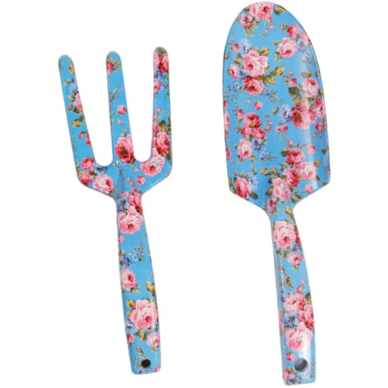 Florivita GardenSet Gartenwerkzeug-Set aus Edelstahl | 2-teilig: Handschaufel & Blumengabel | 26–29,5 cm | Floraldesign in 6 Farben