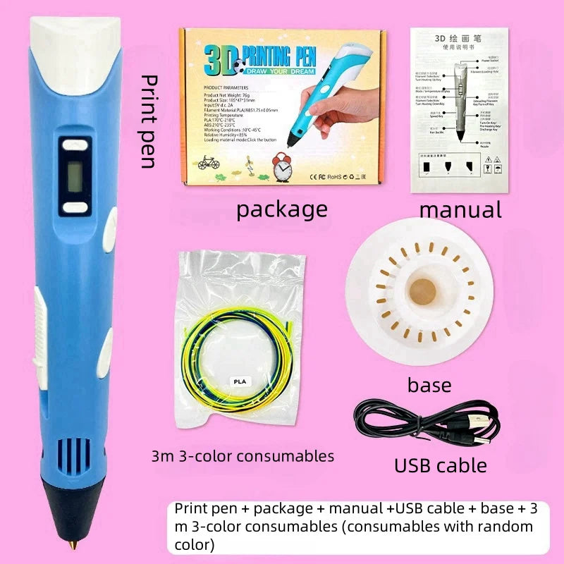 CreatiPen 3D | Elektrischer 3D-Druckstift | USB-Aufladbar | Mit 9 m PLA-Filament