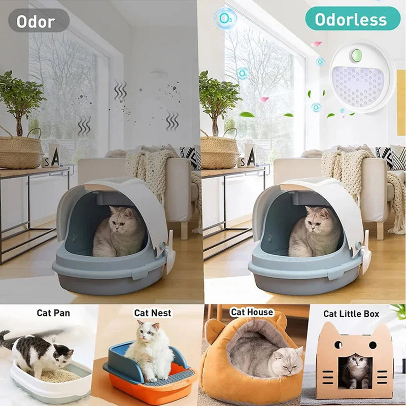 PurrAir Smart Geruchsentferner | Für Katzentoilette | 4000 mAh Akku | Ozon-Ionen-Technologie | Ø 10,5 × 4 cm