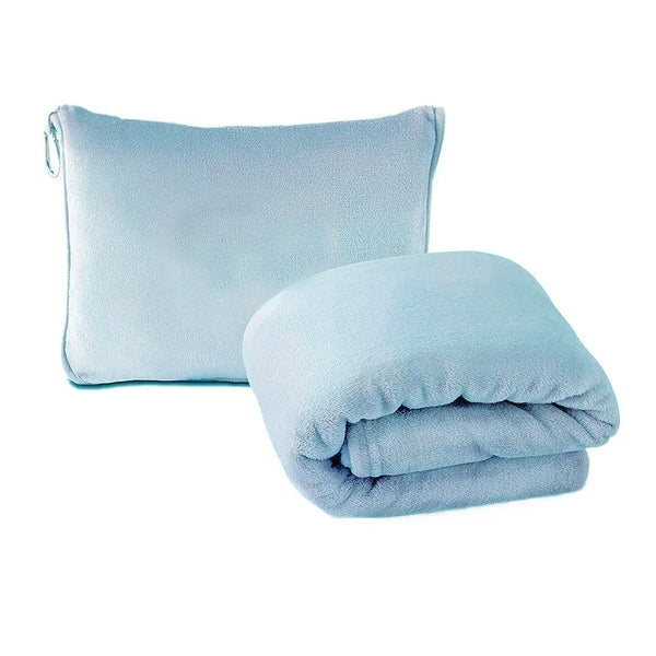 Reisedecke 2-in-1 | Flauschige Coral-Fleece-Decke & Kissen | Weich, Warm & Tragbar | Travella