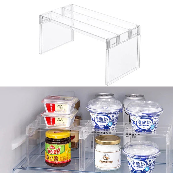 Küchen-Organizer ClearStack Duo | Transparenter Regaltrenner | Platzsparendes Aufbewahrungsregal | 14,7×11,1×10,7 cm / 21,7×11,1×10,7 cm