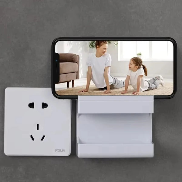 Orvixa FlexMount 2er-Set Wandhalterung Handy- & Fernbedienungsbox | Selbstklebend & Bohrfrei | Mit Haken & Ladekabelöffnung | Für Schlafzimmer & Bad