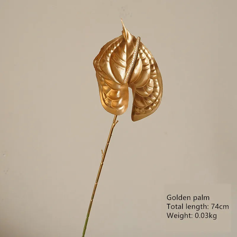 Aurivelle Gold Collection | Künstliche Palmen-, Ginkgo- & Eukalyptusblätter mit Rosen & Hortensien | Edle Dekoblumen für Hochzeit & Zuhause