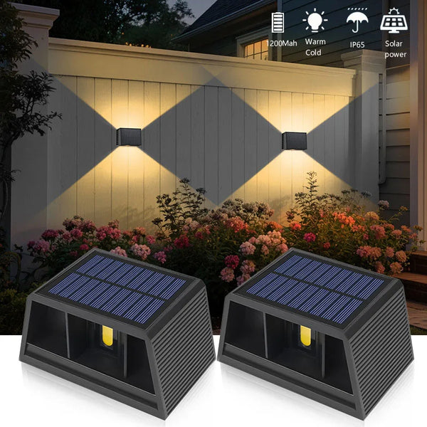 SolarLuxe Beam | LED Solar-Wandleuchte | Up & Down Licht | IP65 Wasserdicht | Verstellbarer Lichtwinkel | Für Garten & Fassade
