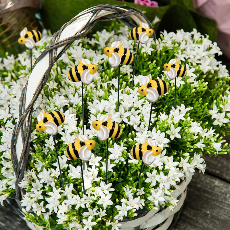 BeeJoy | 10er-Set Gartenstecker Bienen | Metall-Deko für Garten, Beet & Balkon | Frühlings- & Sommer-Dekoration